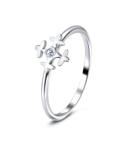 Snowflakes Designed CZ Silver Ring NSR-3240